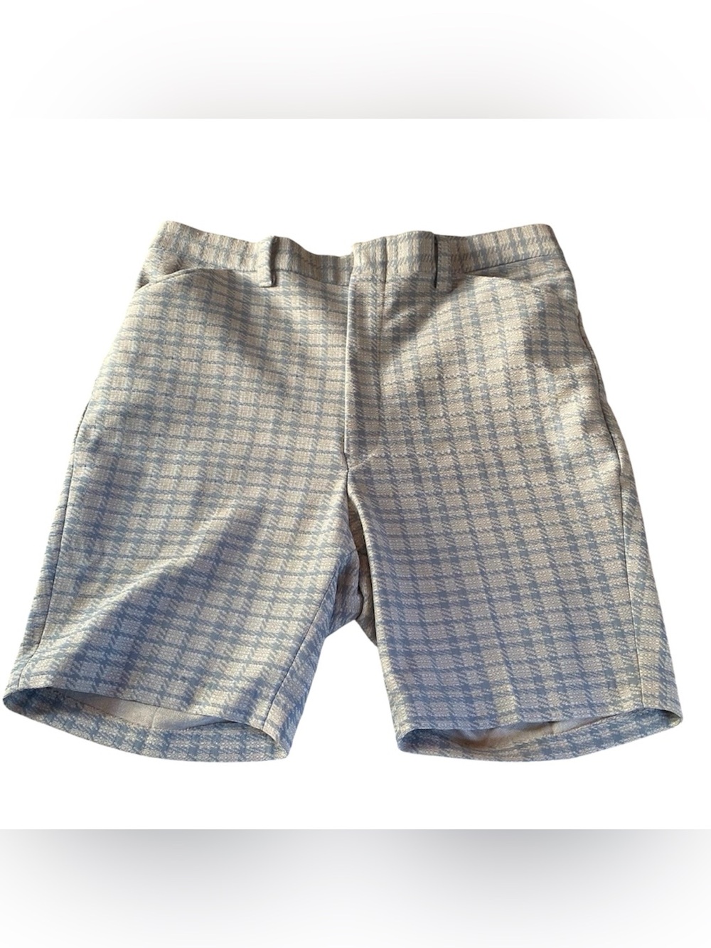 1960s 70s Sears Permaprest Mens Vintage Polyester Shorts Blue Plaid